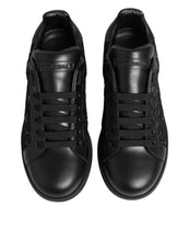 Dolce & Gabbana Black Floral Lace Low Top Sneakers Shoes