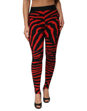 Dolce & Gabbana Black Red Nylon Logo Waisted Leggings Pants