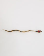 Dolce & Gabbana Gold Brass Red Crystal Spilla Serpente Mens Brooch Pin