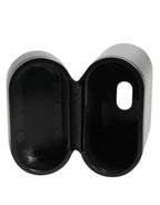 Dolce & Gabbana Black Leather Logo Print Flip Holder Men Airpods Case