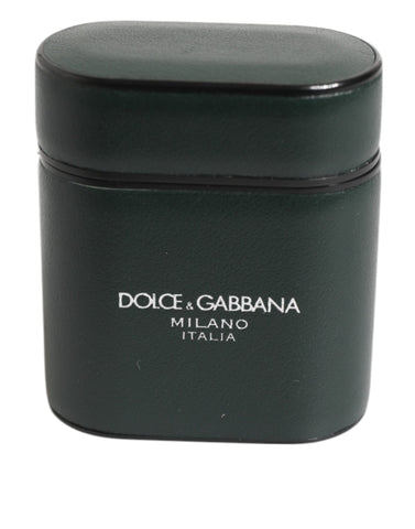 Dolce & Gabbana Black Leather Logo Print Flip Holder Men Airpods Case