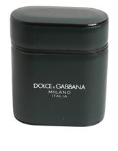 Dolce & Gabbana Black Leather Logo Print Flip Holder Men Airpods Case