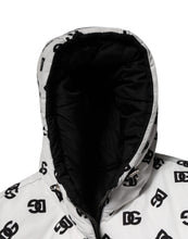 Dolce & Gabbana White DG Monogram Hooded Puffer Jacket