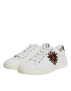 Dolce & Gabbana White Sacred Heart Men Low Top Sneakers Shoes