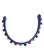 Dolce & Gabbana Blue Embellished Leather Bag Handle Women Shoulder Strap