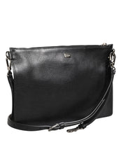 Dolce & Gabbana Black Palmellato Leather Logo Plaque Shoulder Borse Bag
