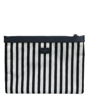 Dolce & Gabbana Black White Striped Logo Plaque Clutch Borse Pouch Bag