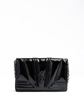 Ferrari Black GT patent leather bag with chain