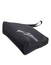 Dolce & Gabbana Black Solid Nylon DG LogoPrint Clutch Zip Borse Pouch Bag