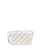 Off-White White/Gold  Metallic Stripe Mini Crossbody Bag
