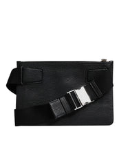Dolce & Gabbana Black Leather Logo Embossed Waist Fanny Pack Borse Bag