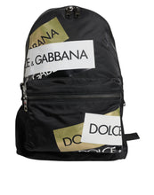 Dolce & Gabbana Black Logo Tape Polyamide School Travel Backpack Men Bag