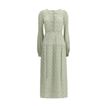 Kristina Ti Silk long Dress with foliage print