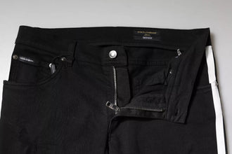 Dolce & Gabbana Black Tattered White Lining Skinny Denim Jeans