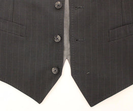 Dolce & Gabbana Gray Striped Formal Dress Gilet Vest
