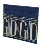 Dolce & Gabbana Blue Calf Leather DG Logo Print Monogram Card Holder Wallet