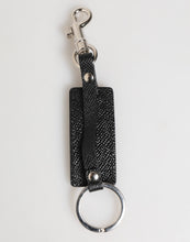 Dolce & Gabbana Black Leather Logo Metal Ring Keychain Holder Keyring