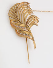 Dolce & Gabbana Gold Tone Leaf 925 Sterling Silver Crystal Chain Brooch