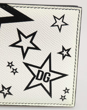 Dolce & Gabbana White Leather DG Star Logo Bifold Card Holder Wallet