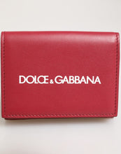 Dolce & Gabbana Red Leather Bold Logo Print Trifold Men Card Holder Wallet