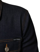 Dolce & Gabbana Indigo Blue Denim Slim Fit Logo Patch Jacket