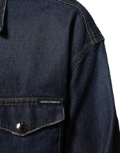 Dolce & Gabbana Blue Denim Button Casual Logo Patch Men Shirt