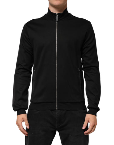 Dolce & Gabbana Black Cotton Logo Full Zip Men Bomber Jacket