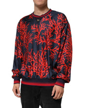 Dolce & Gabbana Silk Navy Red Coral Print Pullover Sweater