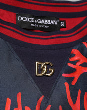 Dolce & Gabbana Silk Navy Red Coral Print Pullover Sweater