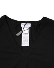 Dolce & Gabbana Black Cotton Slim Fit Men V-Neck Shirt T-shirt