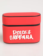 Dolce & Gabbana Red PVC DG Logo Embossed Men Flip Holder  Airpods Case