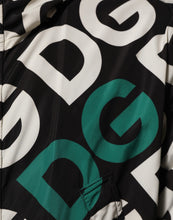 Dolce & Gabbana Black White Logo Print Hooded Coat Men Jacket