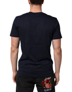 Dolce & Gabbana Dark Blue Cotton DG Logo Print Men’s Top T-shirt