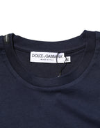 Dolce & Gabbana Dark Blue Cotton DG Logo Print Men’s Top T-shirt