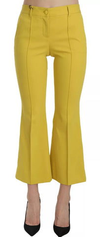 Yellow Flared Bootcut Capri Cotton Pants Dolce & Gabbana
