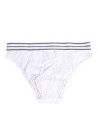 Dolce & Gabbana White Lace Slip Brief Logo Waistband Underwear