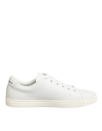 Dolce & Gabbana White Leather Sacre Heart Patch Sneakers  Shoes