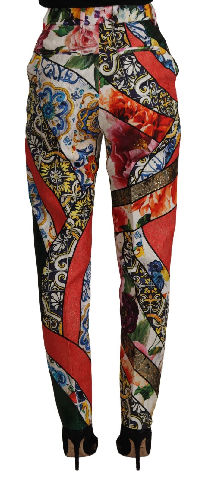 Dolce & Gabbana Multicolor Patchwork Jacquard High Waist Pants