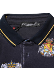 Dolce & Gabbana Blue Heraldic Crest Print Polo Shirt T-shirt