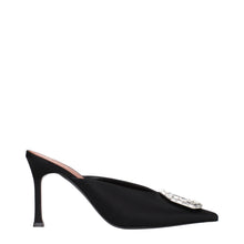 Amina Muaddi Black Satin Pumps