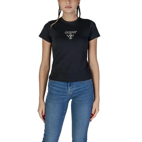 Black Cotton T-Shirt Guess Active