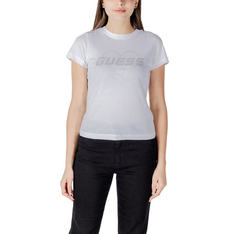 White Cotton T-Shirt Guess Active
