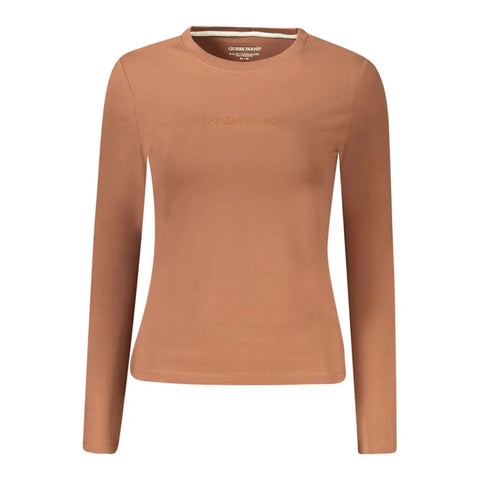 Brown Cotton Women T-Shirt Guess Jeans