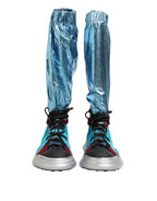 Dolce & Gabbana Blue Lace Up Over The Knee Socks Men Boots Shoes