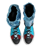 Dolce & Gabbana Blue Lace Up Over The Knee Socks Men Boots Shoes