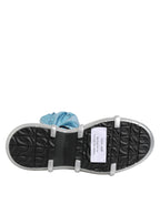 Dolce & Gabbana Blue Lace Up Over The Knee Socks Men Boots Shoes