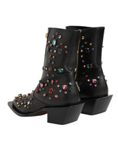 Dolce & Gabbana Black Crystal Embellished Men Short Boots Shoes