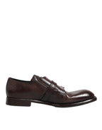 Dolce & Gabbana Brown Leather Monk Strap Formal Derby Shoes