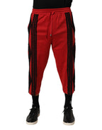 Dolce & Gabbana Red Embroidered Casual Cropped Trouser Pants