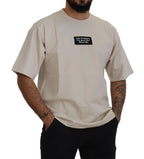 Dolce & Gabbana Ivory Cotton Ivory Printed Crewneck